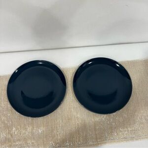 IKEA Dinner Plates Lot of Two Fargrik Cobalt Blue Glazed 10.5" Stoneware 21963
